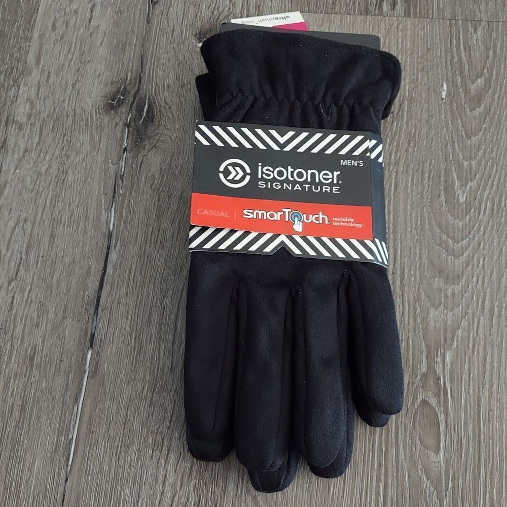 ISOTONER SIGNATURE  CASUAL SMART TOUCH LEATHER GLOVES SZ LARGE NEW WITH TAG